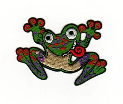 BP BRAUNERT PATCHES af10★Frosch Aufnäher zum aufbügeln Bügelbild Applikation Patch Flicken 8,5 x 6cm
