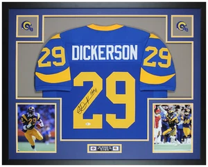 Eric Dickerson Autographed & Framed Blue Los Angeles Rams Jersey Auto Beckett CO - Picture 1 of 5