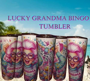 BINGO LUCKY GRANDMA 20OZ  INSULATED TUMBLER GREAT GIFT  FOR THE LUCKY GRANDMA - Picture 1 of 9