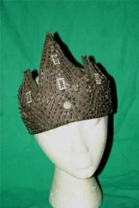OLD CEREMONIAL HEADDRESS TIBET THAI INDIAN BUDDHIST PRIMITIVE BEAD SHELL CROWN - Picture 1 of 8
