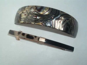 FRANCE LUXE HANDMADE & FAUX TORTOISE LUCITE HAIR BARRETTES UP DO HAIR ACCESSORY - Picture 1 of 2