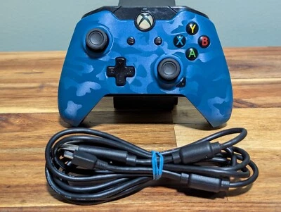 PDP Wired Game Controller for Xbox One Camouflage Blue 048-082 - Tested - Image 1 of 4