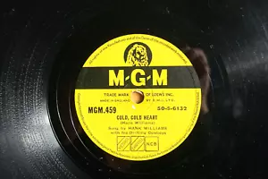 HANK WILLIAMS 78 COLD COLD HEART / I'M A LONG GONE DADDY UK MGM 459 E-/V+ - Foto 1 di 2