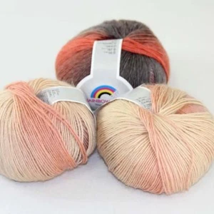 C New 3Skein*50g Cashmere Wool Rainbow Wrap Shawl Knitting Hand Knitwear Yarn 03 - Picture 1 of 24