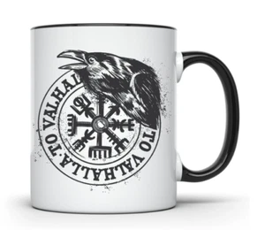 Wikinger Tasse Kompass mit Odin Rabe Runenschrift Heidentum Runen Nordmann - Bild 1 von 3