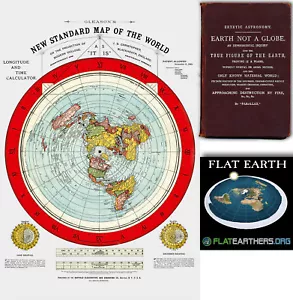 Flat Earth Map - Gleason's New Standard Map Of The World - Large 24" x 36"  1892 - Picture 1 of 7