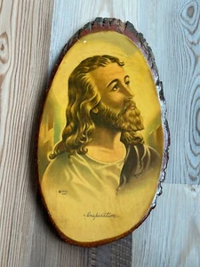 Vintage SP Co 1942 JESUS CHRIST INSPIRATION Wood Slice Art by McCONNELL USA VTG - Picture 1 of 3