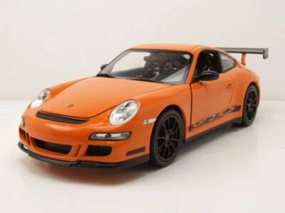 Porsche 911 (997) GT3 RS 2007 Arancione Modellino 1:18 Welly - Immagine 1 di 4