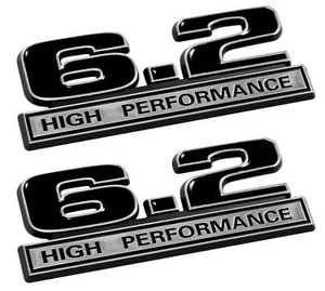 2010-2014 Ford F-150 Black & Chrome 6.2 High Performance 5" Fender Emblems Pair - Picture 1 of 3