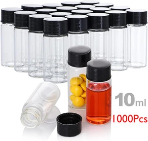 1000Packs 10ml Glass Vials with Screw Caps Clear Liquid Sample Vial Bottles USA - Picture 1 of 9