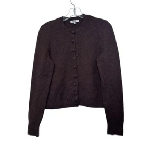 Madewell Women's M Cotton Blend Cardigan Sweater Dark Carob Brown Cropped NT580 - Picture 1 of 7