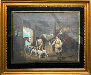 LARGE FINE QUALITY 19thc GEORGE MORLAND ANTIQUE HAND-COLOURED ENGRAVING HUNTING - Picture 1 of 10