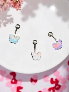 Bauchnabelpiercing Chirurgenstahl Banane mm. 1,6 x 10 Schmetterling - Bild 1 von 7