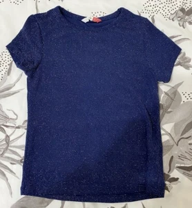 John Lewis Girls Blue Sparkling Christmas Top 7 Years VGC Worn Once - Picture 1 of 4