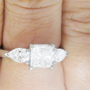GIA Certified Diamond Engagement Ring Princess Cut 1.50 CTW 18k White Gold - Foto 1 di 2