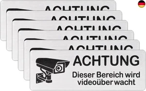 6x Videoüberwachung Privatgrundstück Schild, Klein Achtung Videoüberwacht Ka - Bild 1 von 7