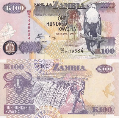 Zambia 100 Kwacha 2011 P 38j UNC - Image 1 of 3