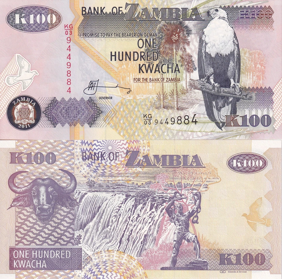 Zambia 100 Kwacha 2011 P 38j UNC - Image 1 of 3