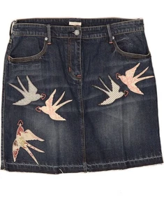 WHITE STUFF Womens Graphic Denim Skirt UK 14 Large W34 Blue Cotton CI08 - Picture 1 of 3