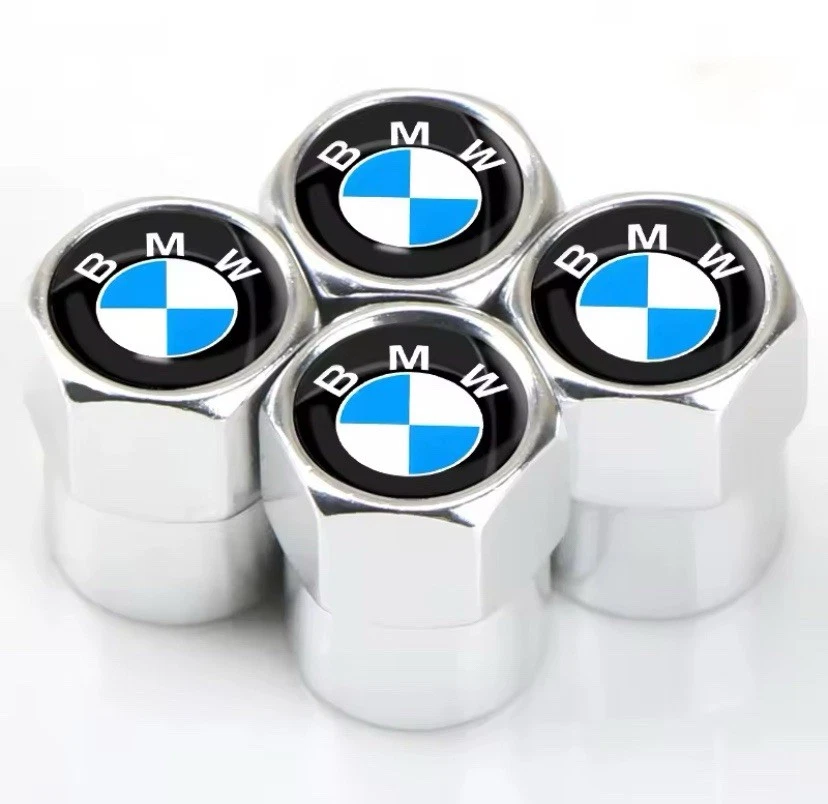 Genuine 4 Piece BMW Tyre Valve Dust Caps Silver Stem Case Covers - Image 1 of 1