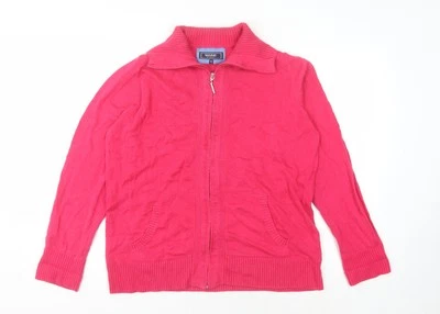 Maine Women's Red Full Zip Collared Jumper Size 16 - Image 1 of 4