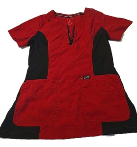 Scrubs...shirt....red/bkack Koi Fancy Jeweled. XS - Picture 1 of 6