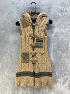 VTG Ralph Lauren Wool Sweater Long Vest Poncho Hooded Sz M - Picture 1 of 10