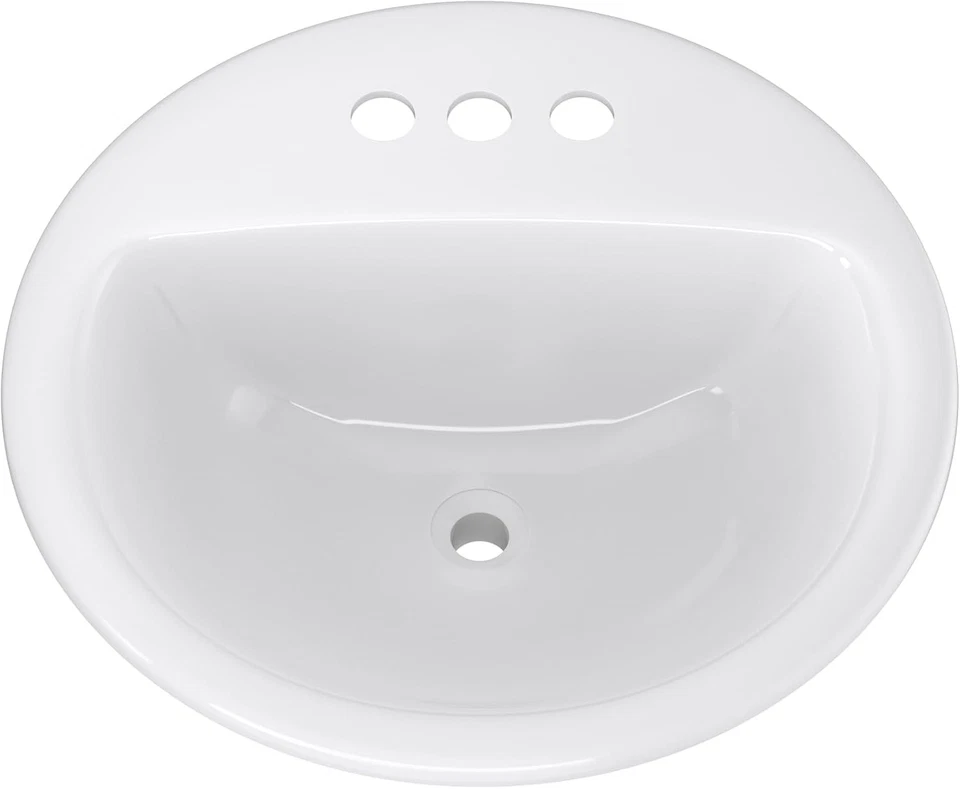 PROFLO Pf194r 19" Round Drop in Vitreous China Sink With 3 Holes and Front