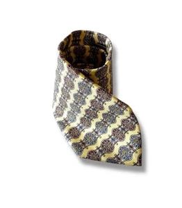 Christian Dior Cravate Tie Yellow Red Blue 4” X 56” Silk Geometric Medallion EUC - Picture 1 of 7
