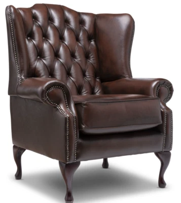 FAST DELIVERY Chesterfield High back Classic Chair Antique Brown Leather