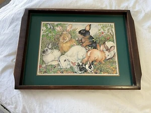 Vintage Pimpernel Place Mat Bunnies~ Rabbits~ Wood Tray - Picture 1 of 6