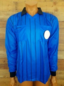 Final Decision Men's Blue Striped Soccer Referee Jersey Size Medium Long Sleeve - Picture 1 of 9
