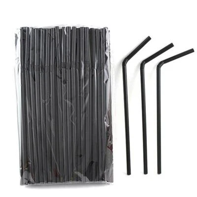 100-1000 Stück Mehrweg Cocktail Trinkhalme 210x5mm Plastik Strohhalme Schwarz - Bild 1 von 4
