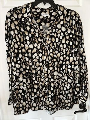 Blusa túnica mujer Westbound 1X manga larga abstracta negra multi NUEVA Foto 1 de 4