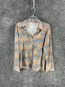 Sears Perma Prest Vintage 70s Shirt Women 18 Multi Color Paisley Button Up FLAW - Picture 1 of 11