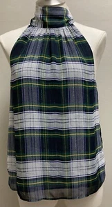 J.Crew Tartan Plaid Halter Style A-Line  Mockneck Blouse With Back Tie Sz 4 NWT - Picture 1 of 6