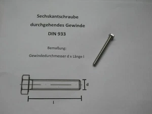 10 x TORNILLOS HEXAGONALES M 5x50 A2-70 -DIN 933- - Imagen 1 de 2