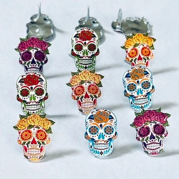 CALAVERA DE AZÚCAR ÁLBUM DE RECORTES DECORATIVO BRADS OJALES SALIDA 8 PIEZAS Foto 1 de 1