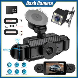 Dash Cam 4 Channel 360° Front Rear Inside DashCam, FHD 1080P Car Camera 32GB New - Picture 1 of 18