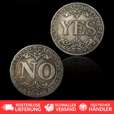 Yes/No Münze Vintage Yes/No Coin Altes Muster Geschenk Spiel Münzwurf Hochwertig - Bild 1 von 4