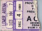 AC / Dc Concert Ticket Stub Décembre 4 1981 Providence Rhode Île