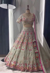 Indische pakistanische Lehenga Choli Bollywood Designer Lengha Partykleidung Hochzeit - Bild 1 von 6
