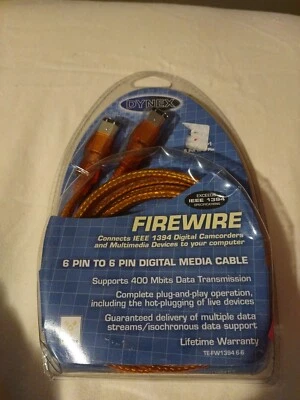 Dynex Firewire Cable 6 Pin to 6 Pin Digital Media Cable 6' NEW in PACKAGE! - Image 1 of 2