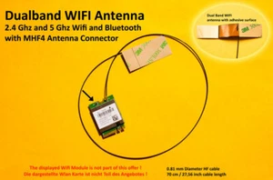 Antenne antenne double bande intégrée pour ordinateur portable 70 cm MHF4 WIFI Bluetooth NGFF/M.2 - Photo 1/1