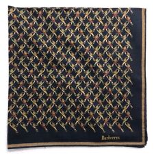 Burberrys Men's Vintage Handkerchief Navy blue classic Pocket Square 18"