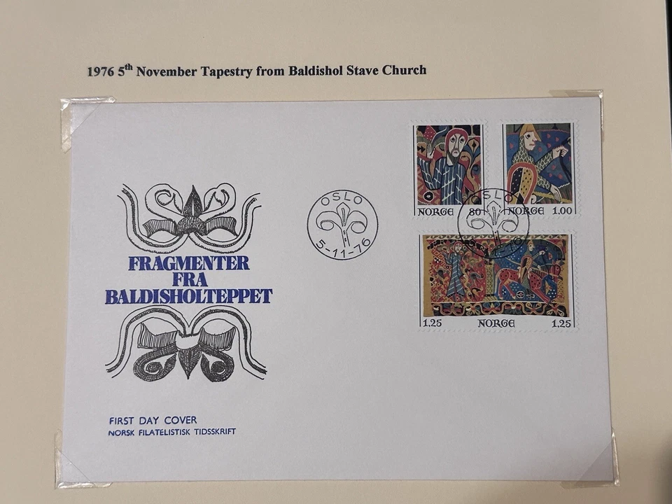 Norway 1976 FDC TAPESTRY FROM BALDISHOL STAVE CHURCH OSLO POSTMARK - Image 1 of 1