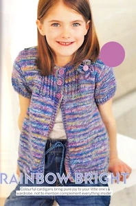 KNITTING PATTERN CHILD CARDIGAN 2-11yrs S-SLEEVE BUTTONED FLOWER EASY DK SKM M8A - Picture 1 of 1