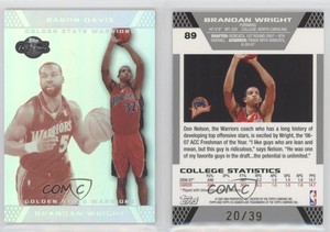 2007 Topps Co-Signers Silver Red Foil /39 Brandan Wright Baron Davis Rookie RC