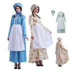 Reenactment Women Dress Colonial Civil War Costume Pioneer Dress with Apron Hat