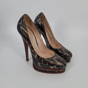 Casadei Animal Print Brown Ultra High Heel Pumps Size 5 - Picture 1 of 11